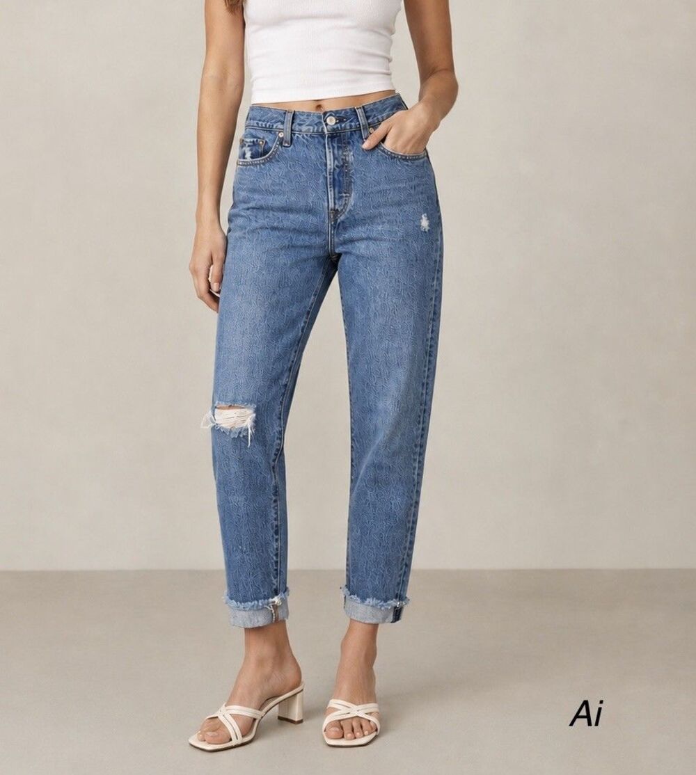 Levi’s Premium (Big E) Wedgie Women’s 29 High-Rise Blue Distressed Ankle Jeans